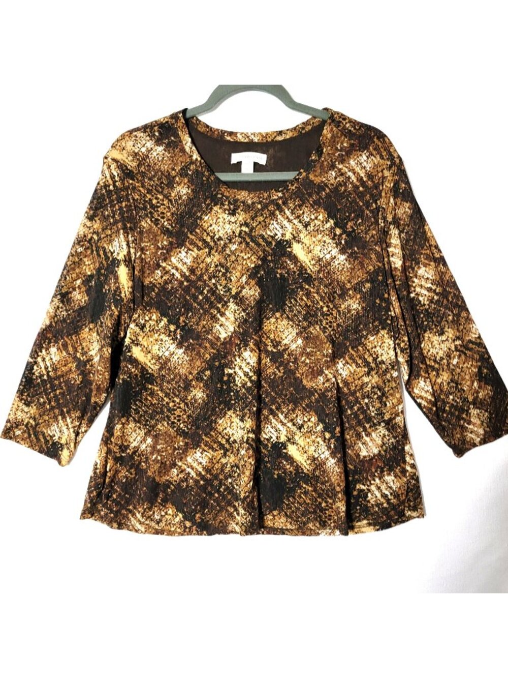 Coldwater Creek Pullover Top Womens Sz XL Lined Scoop Neck Brown USA VTG